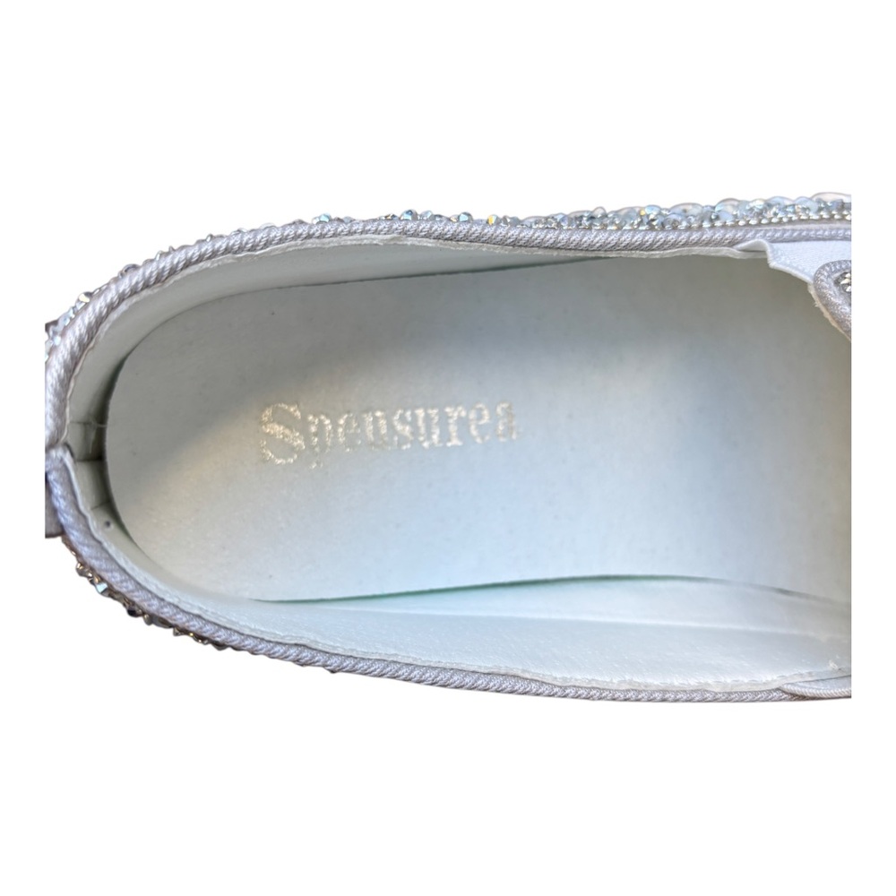 Speusurea Women’s 10/10.5 All Over Rhinestone Slip On  Platform Loafer With Bow - Picture 4 of 13
